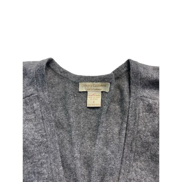 Simply Cashmere V-Neck Cashmere Cardigan Sweater Women’s Gray Size Small - Picture 2 of 3